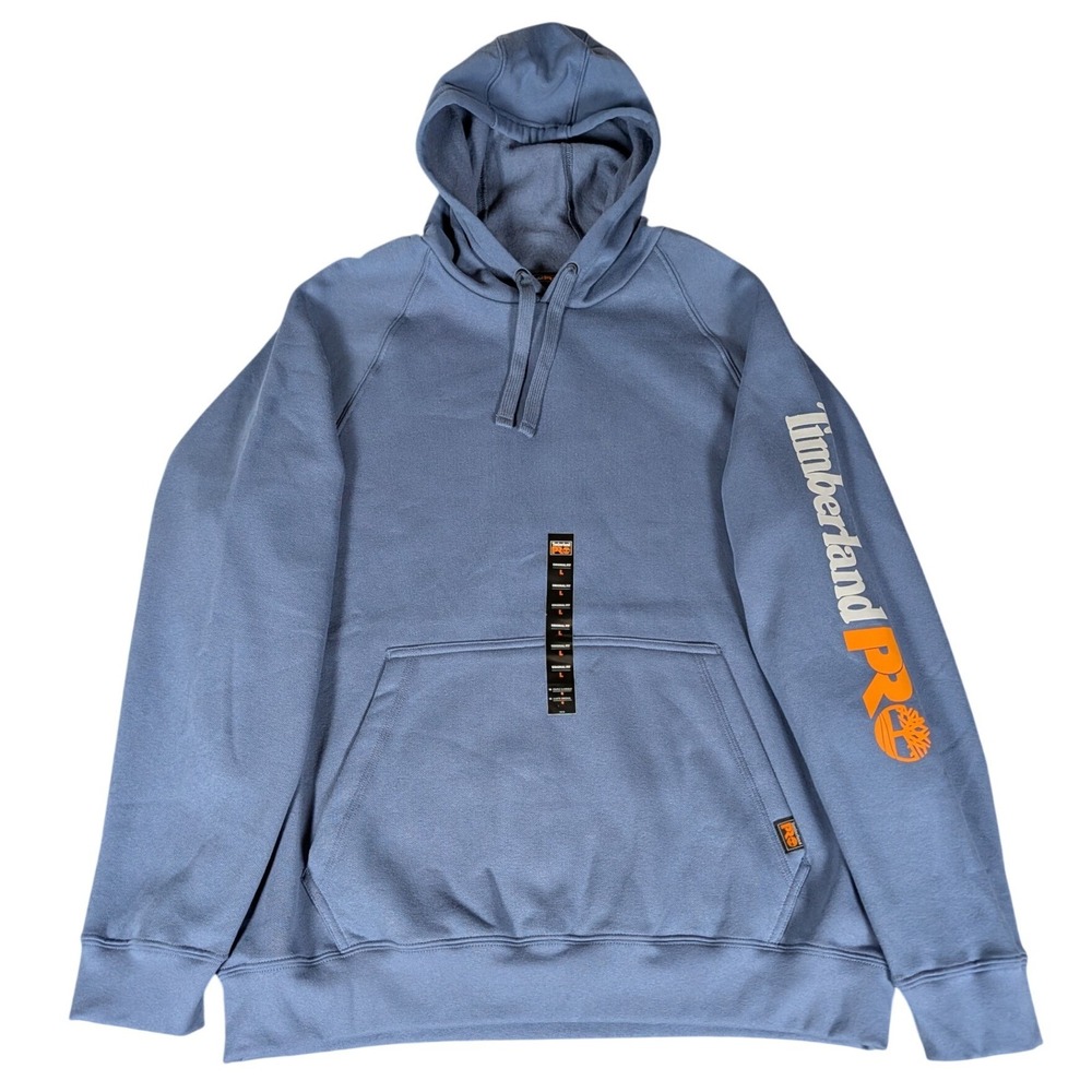 Timberland PRO Mens Original Fit Pullover Hoodie Slate Blue Sleeve Logo L